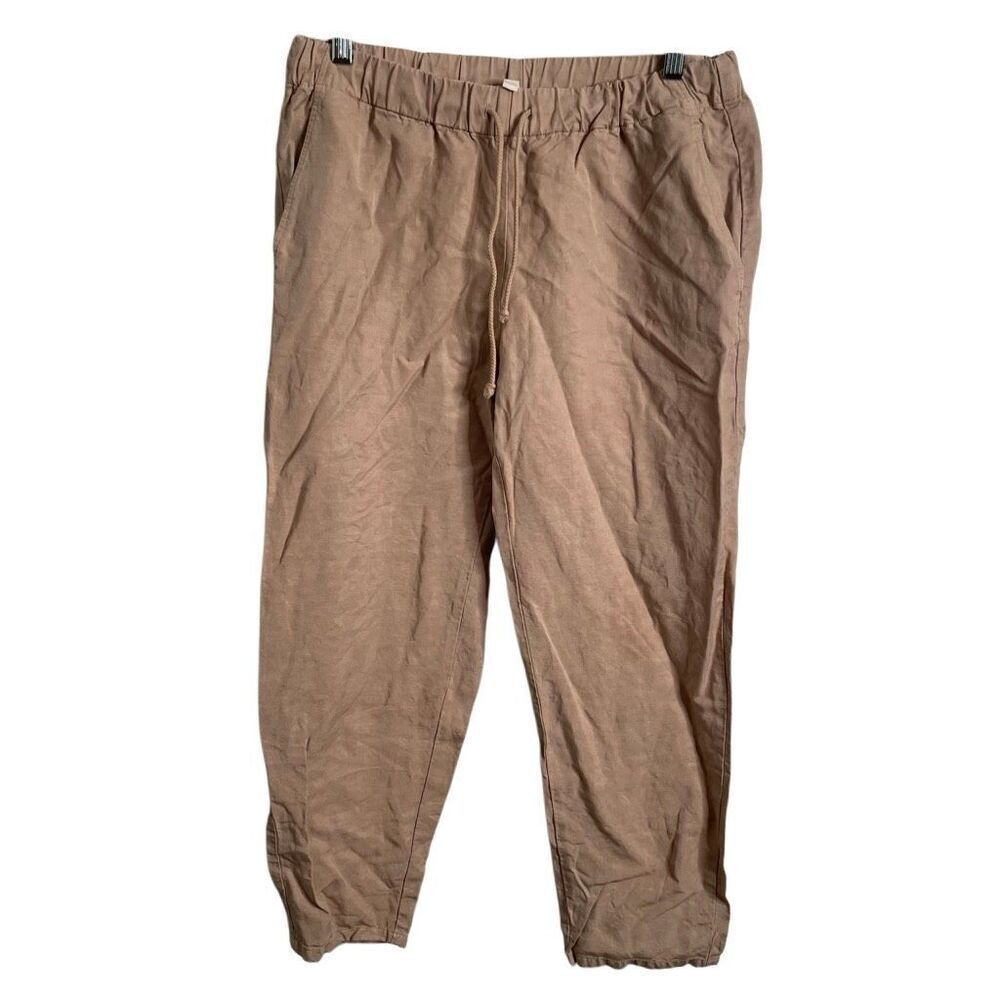 Eileen Fisher Womens Pullon Cropped Pants PM Beige Tencel Blend Capsule Spring